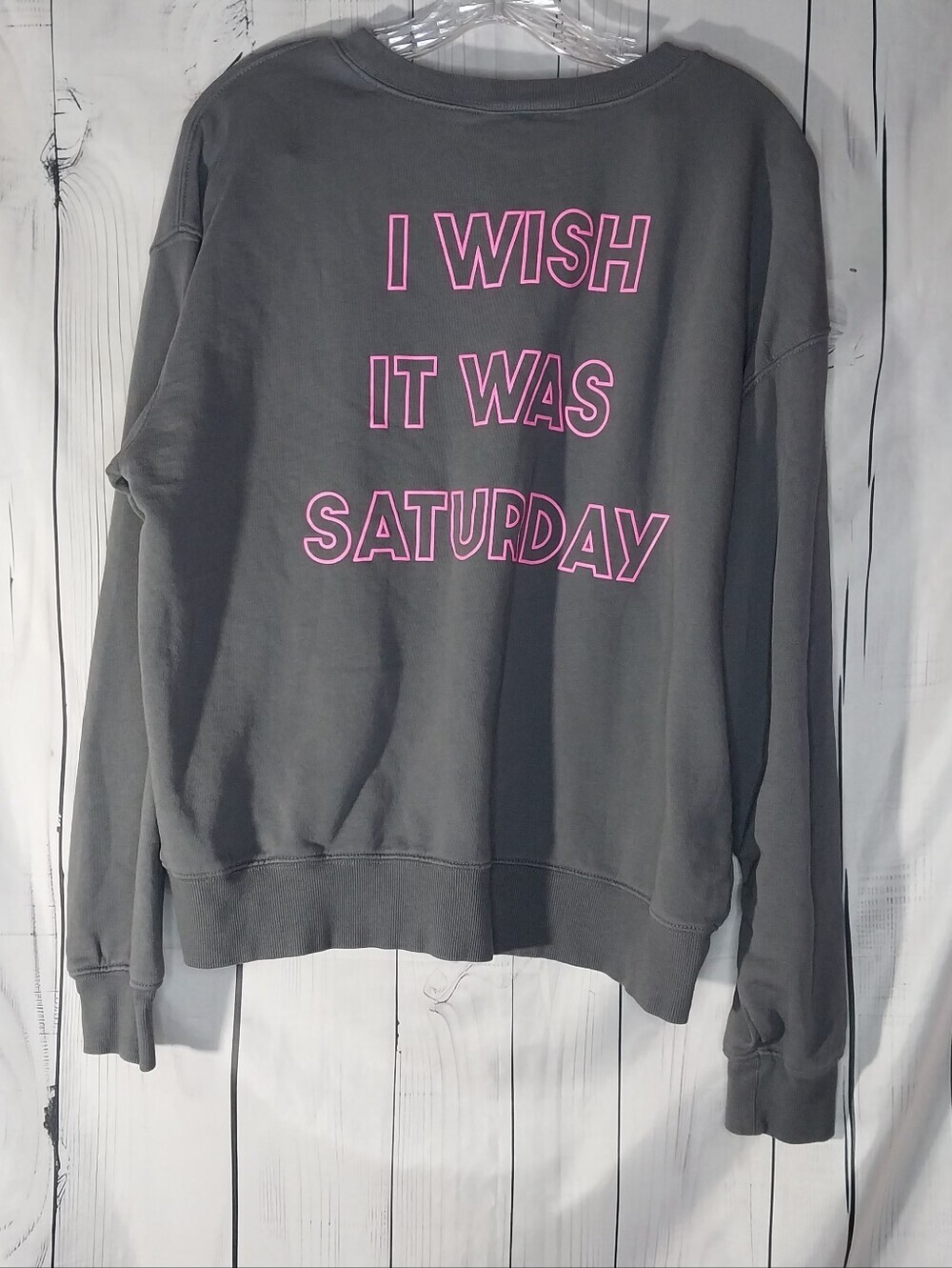 Wildfox “ I Wish It Was Saturday” Gray Broken Heart Y2K Alt Sweatshirt - Picture 5 of 7